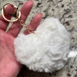 Heart Plush White Bag Charm NWT